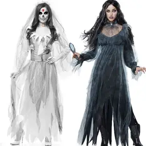 Disfraz de Halloween para mujer, disfraz de Horror, fantasma, muerto, zombi, novia