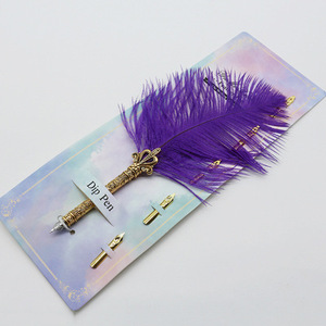 Advertising Gift Custom Logo Feather Dip Novelty Retro <b>Hook</b> Line Ballpoint Pen Metal 0.5Mm - Product Image 3