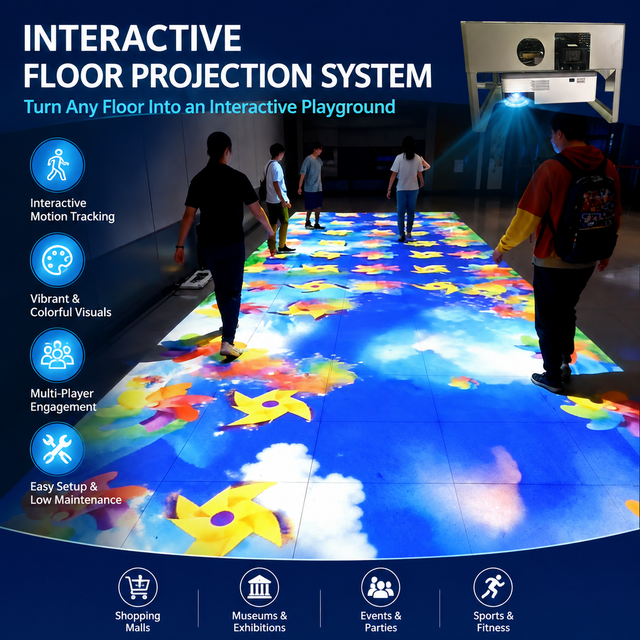 Interactive Projector Lighting Software System Night Amusement Interactive Floor Projection Game Pool HD 1080p Auto Focus