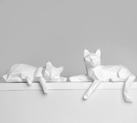 Ensemble de 2 sculptures de chats en résine, ornements d'art moderne à facettes, style antique, pour décoration de bureau et meuble TV