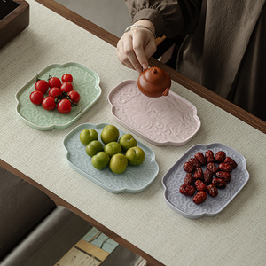 Guanlan <b>Ceramics</b> Begonia Fruit <b>Plate</b> Irregular Porcelain Tea Snack <b>Plate</b> Home Party Use - Product Image 5
