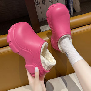 <span class=keywords><strong>Mules</strong></span> à talons hauts doublées de fourrure imperméables pour femmes sabots à talons compensés avec semelle intérieure confortable en EVA <span class=keywords><strong>Mules</strong></span> d'hiver antidérapantes - Product Image 3