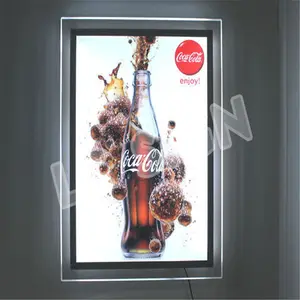 Custom Acrylic Snap Frames Crystal Display Led Slim Photo Frame Light Box For Exhibition