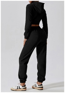 Vêtements pour femmes avec corde Pull à capuche solide Ensemble sweat à capuche et pantalon à cordon de serrage à manches longues - Product Image 3