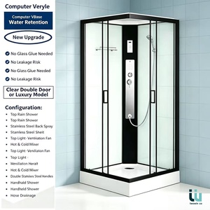Porte de douche coulissante à fermeture douce avec cadre réglable, <span class=keywords><strong>sanitaires</strong></span> haut de gamme minimalistes Twowinco - Product Image 1