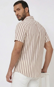 Men Linen Stripe Shirt Slim Fit Casual Breathable Summer Wear Premium Export Quality Wholesale Clothing - Product Image 3