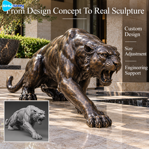 Scultura di <span class=keywords><strong>Pantera</strong></span> a Grandezza Naturale in Bronzo, Statua di Animale Selvatico Personalizzata per Hotel, Giardini, Parchi, Centri Artistici e Cortili - Product Image 3