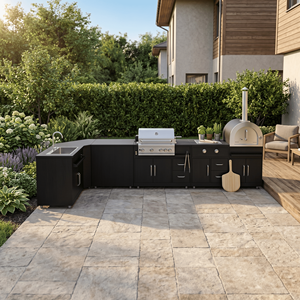 Custom New Design Waterproof Garden <strong>BBQ</strong> Grill Modular Outdoor Kitchen Cabinets 304 Stainless Steel Outdoor Kitchen for Dining - Product Image 1