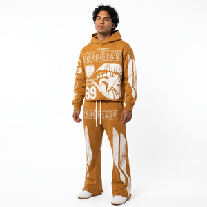 Ensemble de survêtement personnalisé en molleton de coton épais 360 GSM pour homme, coupe-vent, éco-responsable, avec ourlet brut, style streetwear, vente en gros - Product Image 3