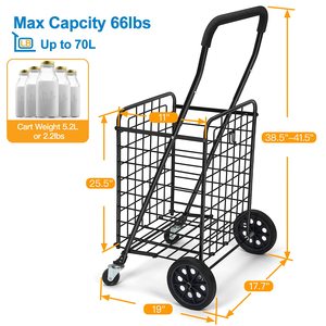 आधुनिक घर सस्ते बेहतर गुणवत्ता पोर्टेबल धातु तार बंधनेवाला 4 पहियों के साथ खरीदारी की टोकरी - Product Image 4