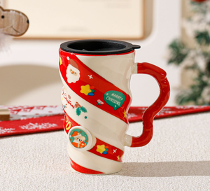 Nueva Taza de Cerámica Navideña 2026, Linda Taza de Café con Diseño Creativo de Santa Claus y Tapa, Venta al por Mayor para las Fiestas - Product Image 5