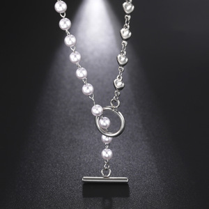 Nuove Collane <span class=keywords><strong>con</strong></span> Catene Sottili in Stile Europeo <span class=keywords><strong>e</strong></span> Americano, <span class=keywords><strong>Collana</strong></span> Trendy in Acciaio Inossidabile <span class=keywords><strong>con</strong></span> Cuore, <span class=keywords><strong>Catena</strong></span> di <span class=keywords><strong>Perle</strong></span> <span class=keywords><strong>e</strong></span> Chiusura a Gancio OT - Product Image 3