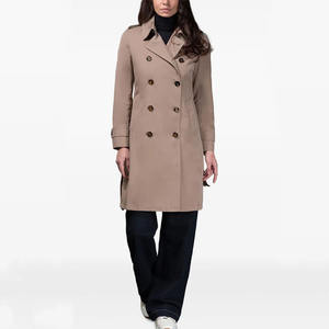 Manteau <span class=keywords><strong>long</strong></span> en laine gris sur mesure pour <span class=keywords><strong>femme</strong></span>, à double boutonnage, col montant, coupe oversize, manches longues - Product Image 3