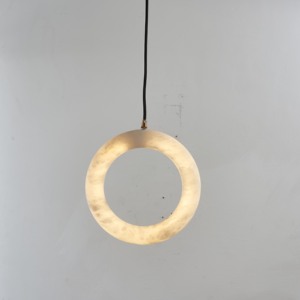 <span class=keywords><strong>Lampe</strong></span> suspendue LED moderne minimaliste en albâtre naturel, luxe, laiton doré, pour chambre à coucher - Product Image 3