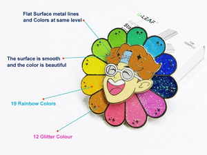 Tampon postal personnalisé émail broche arrière carte époxy souple paillettes tournesol Badge Antique Imitation & Style moderne métal livraison directe - Product Image 3