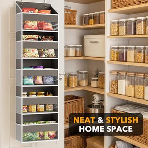 Over The Door Organizer 33x15x85cm Gray 5 Layers Hanging Storage With Mesh Pockets For Behind Doors Or Walls - Product Image 4