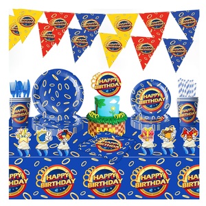 S0NlC the Hedgehog Kid's Birthday Celebration Party Supplies para niños con platos de papel Tazas Banner Mantel Decoraciones - Product Image 1