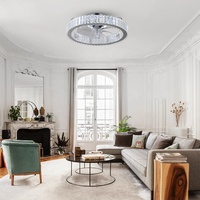 Ventilateur de plafond intelligent à fréquence variable, invisible et simple, avec éclairage LED, pour hôtel, appartement, salon, avec pampilles en cristal