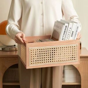 Solid Wood Rattan <b>Storage</b> Box Rectangle With Handle For Jewelry Cosmetics Bedroom Organization - Product Image 2