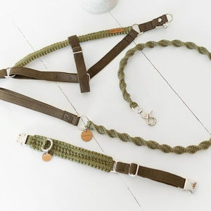<span class=keywords><strong>2026</strong></span> 2025 Hochwertiges Makramee-Hundegeschirr-Set mit Schnellverschluss, Solides Muster, Hundeleine, Halsbänder und Führleine für Hunde - Product Image 1