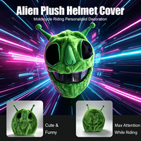 Housse de casque de moto en peluche amusante en forme d'alien vert, taille universelle pour casques intégraux