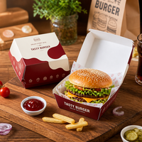 Scatola per Hamburger da Asporto con Coperchio a Cerniera, Imballaggio Riciclabile in Carta Kraft per Fast Food, Ordini all'Ingrosso
