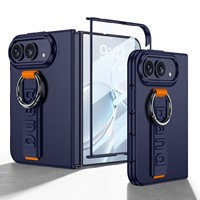 Étui de téléphone pliable avec support anneau, dragonne élastique, protection d'écran intégrée, coque antichoc pour iPhone DUO – Vente en gros
