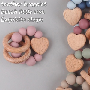 Giocattolo Sensoriale per Dentizione Neonati, Anello in Legno con Perline in Silicone Alimentare, <span class=keywords><strong>Massaggiagengive</strong></span> per Neonati - Product Image 2