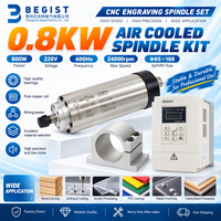 Moteur de broche CNC refroidi par air 800W ER11 220V GDZ65F avec onduleur 1,5KW et pince de montage 65mm pour routeur CNC