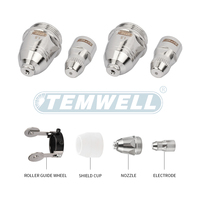 Kit d'assortiment d'électrodes et de buses en cuivre TEMWELL P80 1,1 mm 1,3 mm 1,5 mm 1,7 mm pour les besoins de découpe multi-épaisseurs