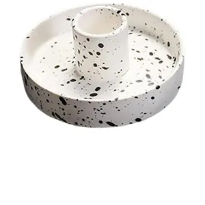 10.5厘米陶瓷香炉香棒架手工污迹碗，带捕灰器独特设计墨迹香盘