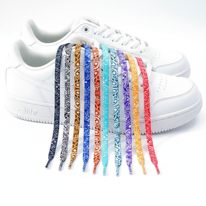 YH 8mm plat imprimé Splash encre lacet corde hommes/femmes coloré <span class=keywords><strong>noir</strong></span>/blanc Polyester coton lacets <span class=keywords><strong>AJ1</strong></span> AF1 bronzant chaussures - Product Image 2