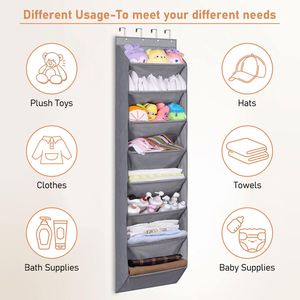 Wardrobe Organization Hanging Pockets Multi-Layer Door-Mounted Hanging Pockets Shoe Hanging Pockets with <b>Hooks</b> - Product Image 5