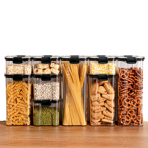 Kitchen Organization Cereal Rice Pasta Transparent Plastic Clear Bpa Free Airtight Dry Food Storage Containers set With Lids
