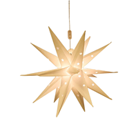 Décoration de Noël Étoile de Morovie pour le sommet de l'arbre, Pendentif de Bethléem, Lanterne en papier PVC, Lumière blanche, Décoration intérieure à piles, IP44