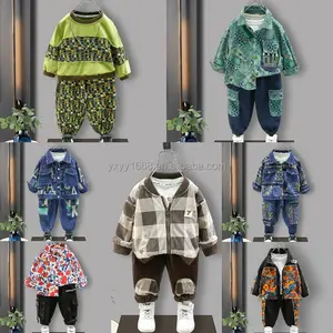 Herbst und Winter New Boys 'Casual Wear Langarm Letter Baby Set Kinder pullover Set Plüsch Zweiteiler Set