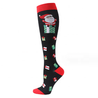 TZ vente en gros chaussettes de Compression d'été 20-30 MMgh motif de Noël gradué infirmière de Noël impression de dessin animé pour la course à pied sport tricoté