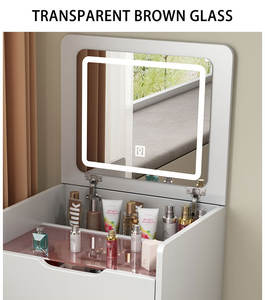 Coiffeuse de Chambre à Coucher en Bois de Qualité, Grande et Blanche, avec Miroir à Lumière LED, Prix Abordable - Product Image 6