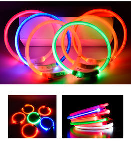 <span class=keywords><strong>Led</strong></span> 빛나는 개 목걸이 방수 USB 충전식 광섬유 여러 가지 빛깔의 야광 인쇄 PVC 애완 동물 야간 안전 - Product Image 2