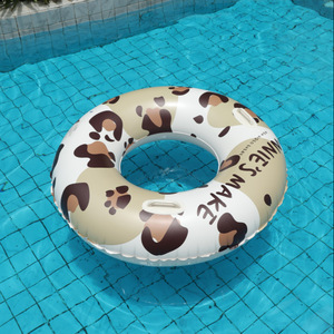 Leopard Print Swimming Ring Adult <b>Inflatable</b> Water <b>Float</b> With Handle For <b>Pool</b> Use - Product Image 2