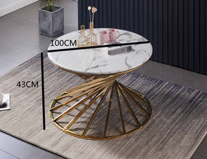 Elegante tavolino da caffè con piano in marmo nido d'uccello in acciaio inossidabile/design tavolo centrale - Product Image 2