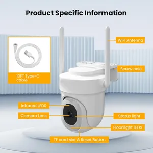 4MP 5G WiFi 라이트 컬러 야간 투시경 무선 카메라 감시 보안 PTZ 카메라 방수 네트워크 카메라