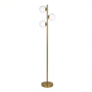 Modern Gold <b>Floor</b> <b>Lamp</b> Opal Glass <b>Shades</b> Round Metal Base LED Lighting Residential Use - Product Image 1