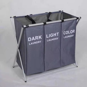 WeaveWin 3-Section Aluminum Frame Foldable Laundry <strong>Hamper</strong> <strong>Mesh</strong> Storage Bin for Dirty Clothes Folded Bed Sorter Available - Product Image 5