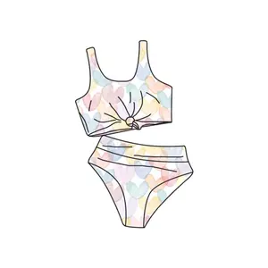 Liangzhe maillots de bain pour enfants personnalisés bébé vêtements de natation motif de fleurs Bikini couleur adolescentes en maillots de bain