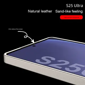 Pour Samsung S25 Ultra housse de protection PU peinture métallisée en cuir uni étui de téléphone portable pour A53 S25Plus sensation de peau mate - Product Image 4