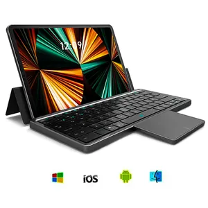 Rechargeable Folding Wireless Blue Tooth Portable Keyboard with Big Touchpad for Tablet iPad Laptop Foldable Case