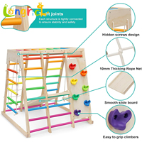 Structure de jeu d'intérieur en bois Montessori : Toboggan, Mur d'escalade, Barres de singe, Échelle à cordes, Corde d'escalade, Balançoire