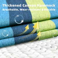 Hamac en toile épaisse 190x80cm anti-roulement pour camping, avec accessoires complets, sac de rangement, imperméable, double étage, 1-2 personnes