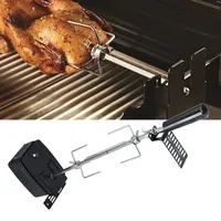 Kit de rôtissoire BBQ 4W universel en acier inoxydable chromé avec moteur à tige fendue, résistant à la chaleur, à la corrosion et étanche